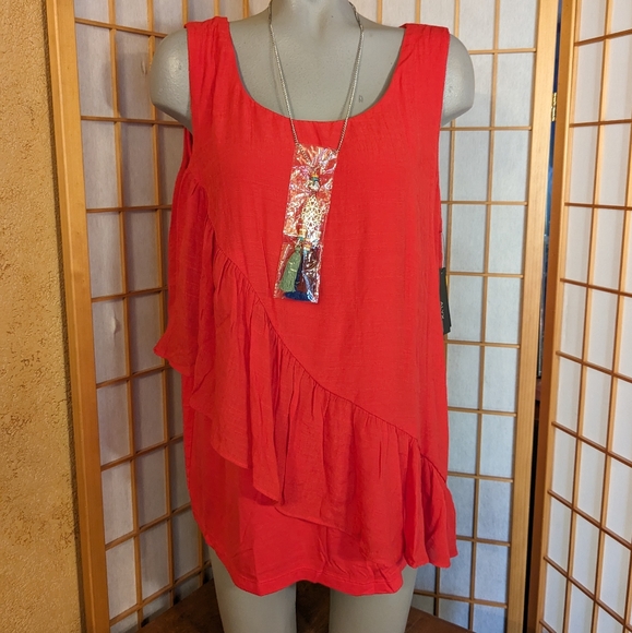 Alyx Tops - 🆕 Alyx sleeveless top, plus size 1X, NEW with tags. Red ruffled